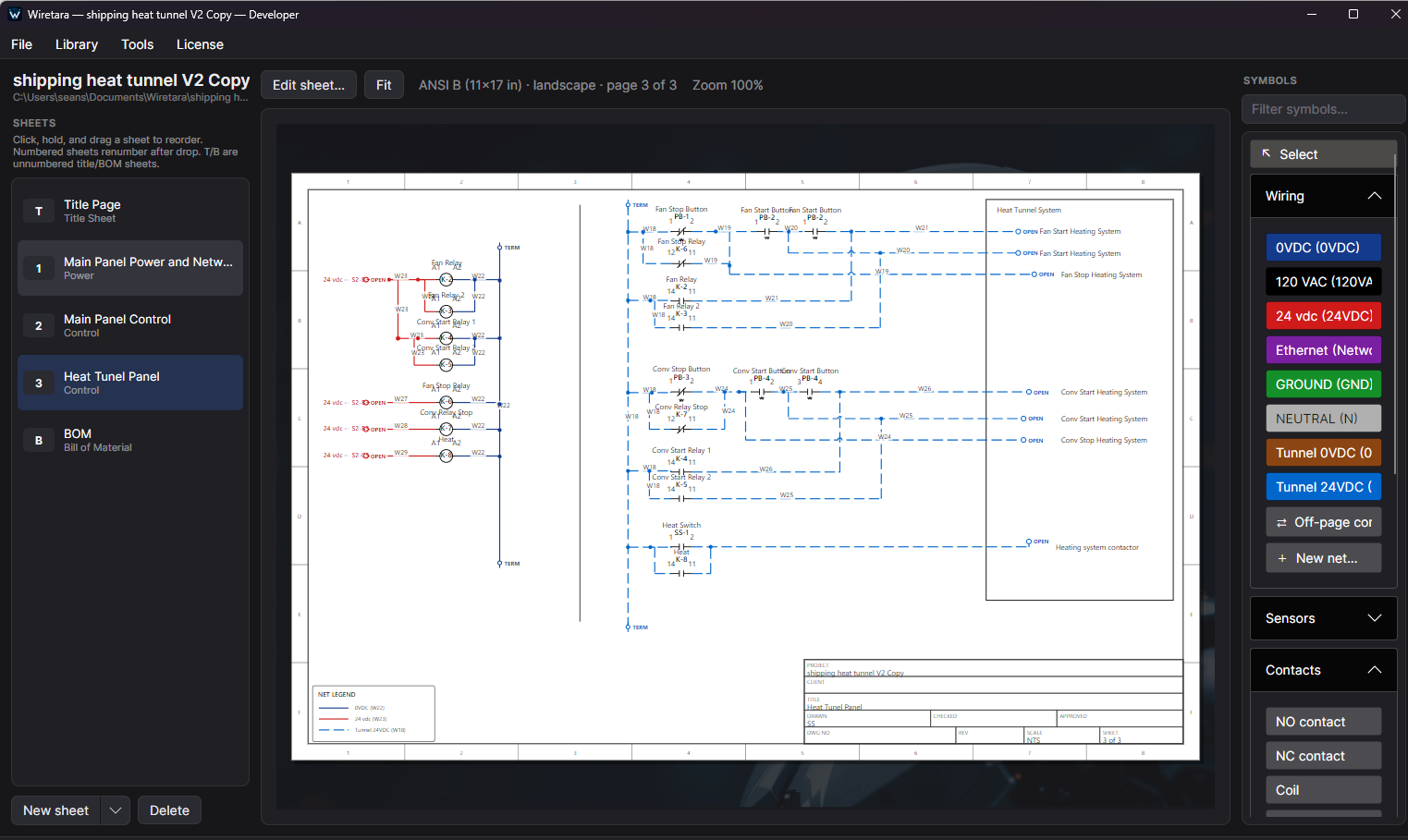 Wiretara control schematic drawing